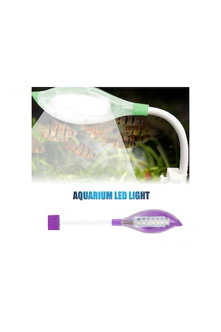 Yunboo Usb Beslemeli Yaprak Şekilli Akvaryum Led Lambası - Beyaz Ve Mavi Işık, Su Bitkileri İçin, 6mm Cam Uyumlu Mor