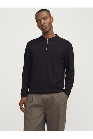 Jack & Jones Jjemıl Triko Yarım Fermuarlı Kazak 12268210 Siyah