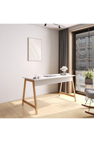 Lagomood Denge Çalışma Masası 140 cm Beyaz Meşe Beyaz - Meşe