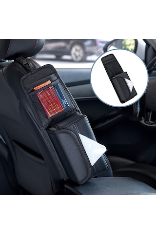 Araba Koltuğu Yan Saklama Asılı Çanta Doku Kutusu, Model: H320 Litchi Desen