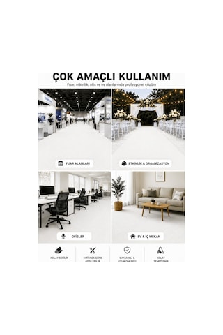 Beylini Beyaz Halıfleks Zemin Yer Kaplama 3 Mm Kalınlığında Rip Halı Duvardan Duvara Halıflex Organizasyon Davet