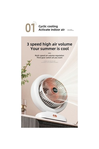 Ebitda Usb Şarjlı Uzaktan Kumandalı 3 Hızlı Masaüstü Vantilatör, Model 102, Altın/gümüş, 227x93x268mm, Serin Işık & Zamanlayıcı