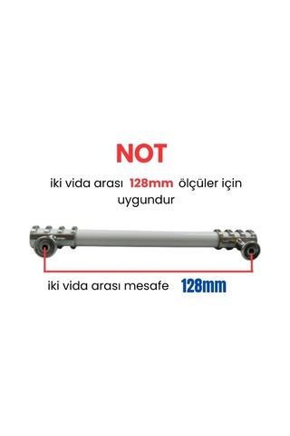 50 Adet Halka Boru Kroma Beyaz Metal Mobilya Kulpu 128mm Beyaz - Krom