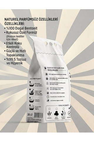 Kuzeylife Bentonit Kedi Kumu Naturel Parfümsüz 20 Lt