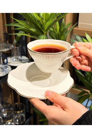 6'lı Toronto Porselen Çay Fincanı - Gümüş-6091 Çok renkli