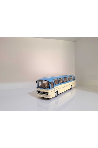 1:24 Ölçek 25 Cm Mercedes-benz O302 Sesli Işıklı Metal Model Otobüs Mavi Renk