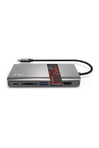 Type-C Vga Hdmı Ethernet Dönüştürücü 4K Fullhd Mfı Sertifikalı-Gri