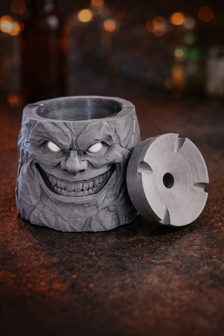 Alse 3d Korku Tasarımlı 3d Kül Tablası Kapaklı, Dekoratif, Özel Tasarım Masaüstü Aksesuarı Gri 85mm X 82mm