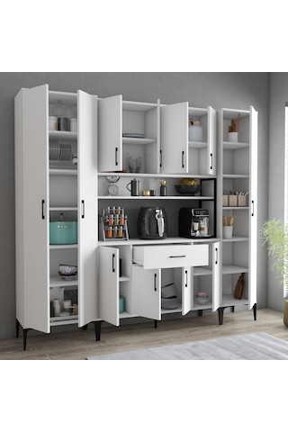 Tanmob Mdl0701 Alt Üst Üç Kapılı Çok Amaçlı Dolap 8 Kapaklı Çekme