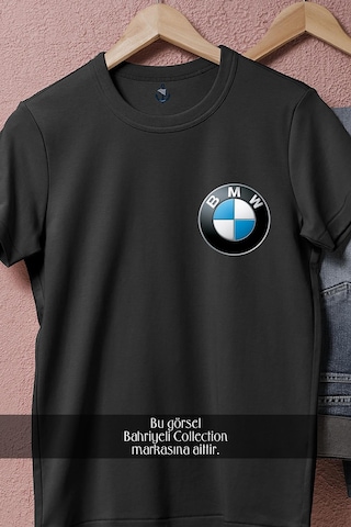 Oversize Bmw Logo Cep Tasarımlı Unisex T-shirt Siyah