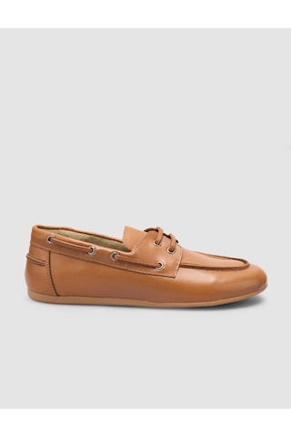 %100 Hakiki Deri Taba Kadın Loafer Taba