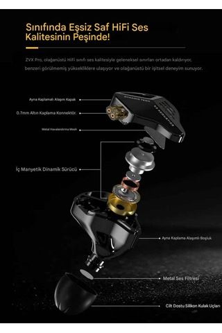 Kz Zvx Pro Saf Akustik Tasarım Tamamen Metal Iem Zvx Pro