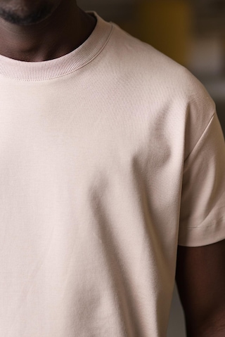 Bisiklet Yaka Lu Basic Oversize Geniş Model T-Shirt Açık Kahverengi