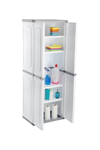 Omnipazar Clk-804 Plastik 4 Kapaklı Çok Amaçlı Banyo Dolabı Demonte Beyaz Beyaz