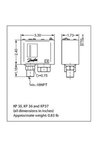 Danfoss 060-117166 Kp5 Ayarlanabilir Basınç Şalteri Presostat