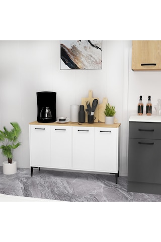 Frezya 4 Kapaklı Kahve Köşesi Mutfak Dolabı Beyaz Safirmeşe