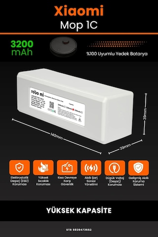 Xiaomi Mi Vacuum Mop 1c 3200mAh Robot Süpürge Bataryası