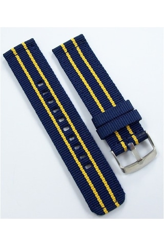Kumaş Perlon Sarı Lacivert 24Mm Spor Saat Kordonu Kayışı Nato Fb