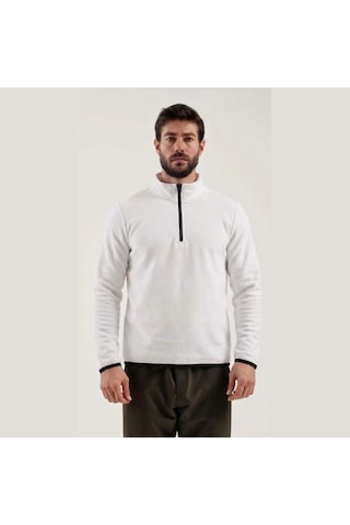 Exuma Erkek Yarım Fermuar Polar 2412001 - Beyaz Beyaz