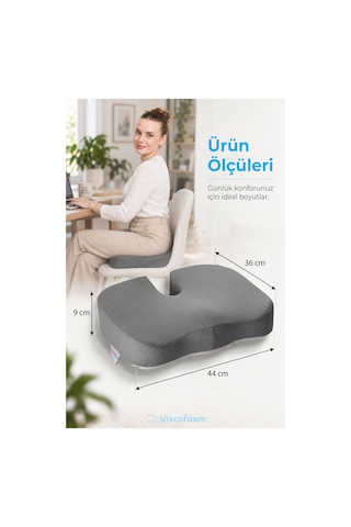 Viscofoam Ortopedik Oturma Minderi Hemeroid Kuyruk Sokumu Coccyx Oturma Minderi Visco Minder Gri