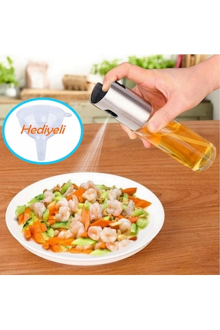 Sprey Yağdanlık Huni Hediyeli Sprey Cam Şişe Zeytinyağı, Sirke, Y