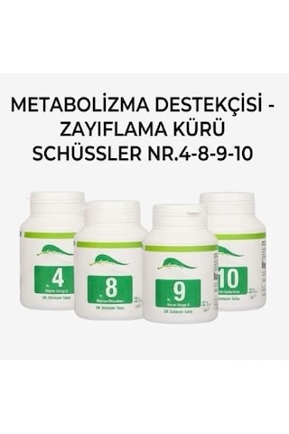 Schüssler Tuzları Nr. 4-8-9-10 Met-kilovermedestek Kürü 400 Tablet X 4 Kutu