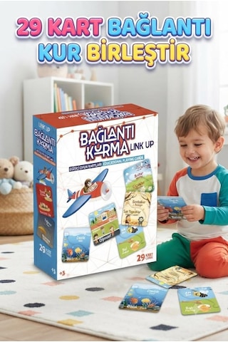Bağlantı Kurma Link Up Eğitici Oyun Kartları - 29 Parça Zeka Ve Mantık Eğitici Kutu Oyunu