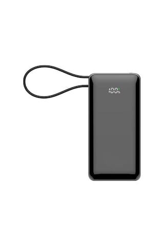 10.000 Mah 22.5w Hızlı Şarj 1xusb1xtype-c Çıkış Powerbank Type-c Kablolu Led Göstergeli Güç Bankası Siyah