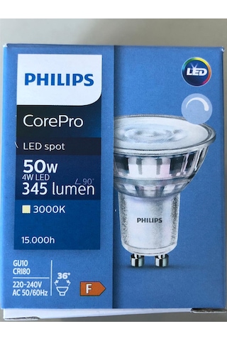 Philips Corepro 4w 50w 345 Lümen Dim Led Ampul Sarı 3000k Gu10 Du