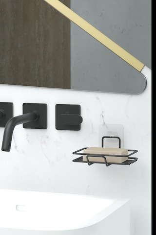 Yapışkanlı 2 Li Set Sabunluk Banyo Mutfak Lavabo Metal Katı Sabunluk Siyah Siyah