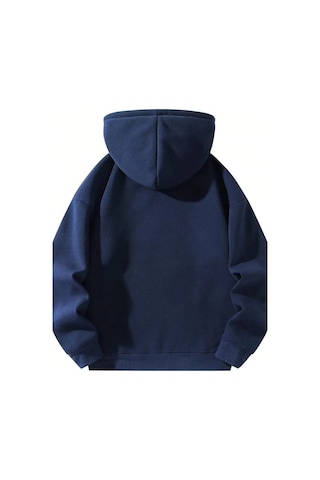 Unisex Fermuarlı Kapüşonlu Oversize La Baskılı Sweatshirt Siyah / Lacivert / Gri Siyah-gri-lacivert