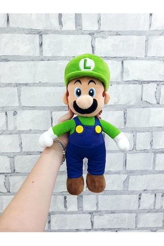 İthal Kadifemsi Kumaş Süper Mario Luigi Peluş Oyuncak 27 Cm Uyku Oyun Arkadaşı Orta Boy Yeşil Çok Renkli