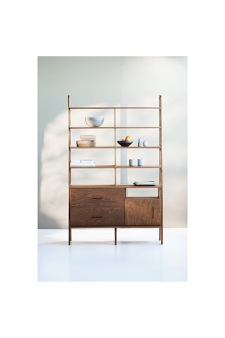 Woodesk Poyraz, Ahşap Kitaplık Ve Raf Ünitesi, 190x120, Tik Renk