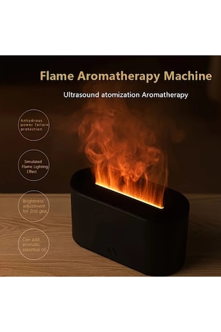 Techbloom Ultra Sessiz Alevli Aromaterapi Difüzör Dark Wood Grain Usb Güçlü Ayarlanabilir Parlaklık Ev Yatak Odası Ofis Ahşap