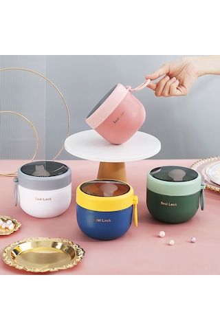 Dianziye 304 Paslanmaz Çelik Isı Saklama Kupa, Büyük Kapasite, Kapaklı Ve Kaşık Dahil, Öğrenci-ofis Çalışanı İçin Taşınabilir Kahve-süt-ovay Kasesi Kuzey Avrupa Yeşili, Hy-600a