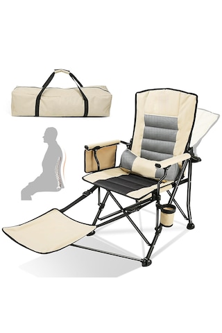 Katlanır Kamp Sandalyesi Comfort - Sırt Ayarlanabilir - Bej