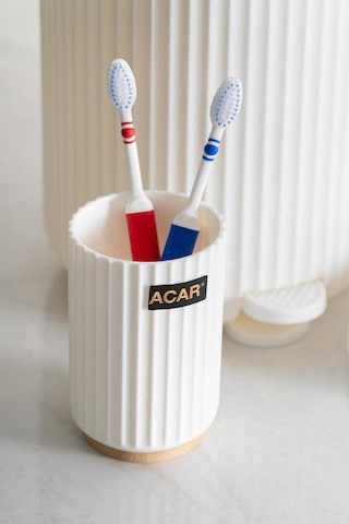 Acar Astoria Beyaz 5 Parça Çizgili Banyo Seti Beyaz