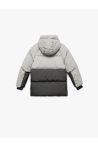 Koton Polar Astarlı Uzun Kollu Kapşonlu Renk Bloklu Şişme Mont Gri 6wkb20020tw Gri