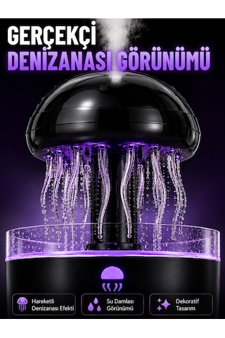 Rgb Işıklı Denizanası Hava Nemlendirici Ultrasonik Buhar Makinesi 2h 4h 8h Zamanlayıcılı