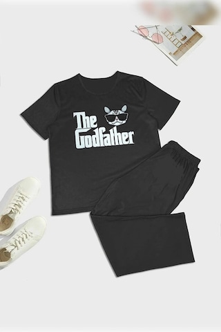 Tampap 2170 Kısa Kollu Erkek Baskılı Pijama Takımı Antrasit