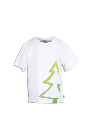 Erkek Çocuk Beyaz Organik Ağaç Baskılı T-shirt 001