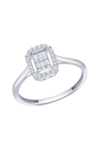 Gülaylar Diamond 489794308 Line Beyaz Altın 8 Ayar Baget Yüzük