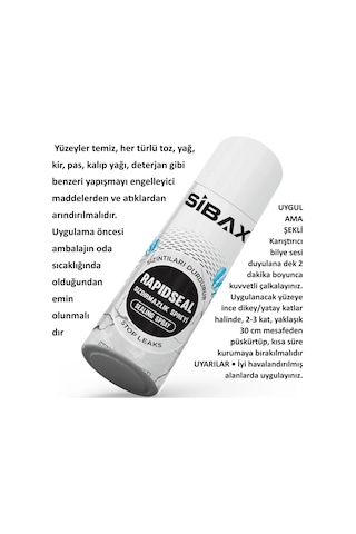 Sibax Rapıdseal Su Yalıtım Sızdırmazlık Spreyi Şeffaf 400 Ml-iç-dış Alanlarda Kullanılır