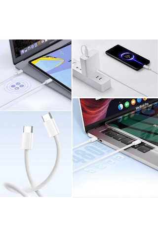 Apple 15/15 Pro Type-c To Type-c Hasır Örgü Hızlı Şarj Kablosu 1
