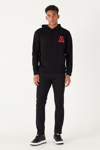 Ac&Co / Altınyıldız Classics Erkek Sıyah Standart Fit Normal Kesim İçi Şardonlu Kapüşonlu Sweatshirt SIYAH