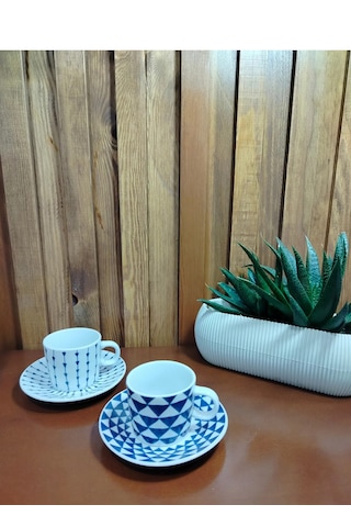 Home Trin Porselen 2'li Kahve Fincan Takımı 80 Ml Lacivert