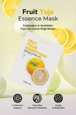 Lebelage Yuja Meyvesi İçeren Aydınlatıcı Nemlendirici Kağıt Maske Lebelage Fruit Yuja Mask