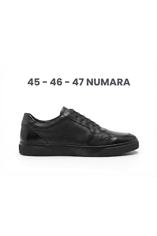 Growish Gd0134 Hakiki Deri Büyük Numara 45 46 47 Numara Kaydırmaz Güçlü Taban Ekonomik Siyah Günlük Sneaker Erkek Ayakkabı Siyah - Siyah