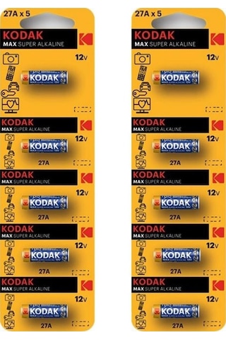 Pil 27 A Araba Garaj Kumanda Pili 12 Volt 2 Paket 5 li Kodak 27A