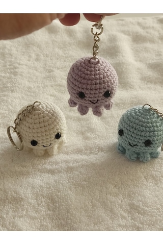 Amigurumi Ahtapot Anahtarlık 4-5 Cm - 3 Adet Çok Renkli